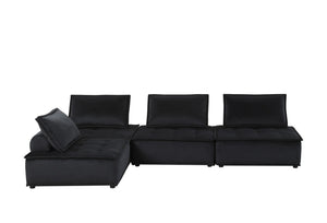 English Elm Aveline Velvet Tufted Modular Sofa Four Seat Low Profile Living Room Sectional Black B2749S00020