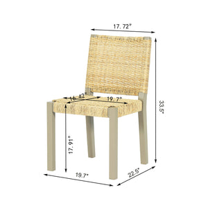 English Elm Farmhouse Solid Wood Dining Chairs Set of 2 with Rattan Backrest, Champagne Finish, Durable Craftsmanship Gold N842P271333E