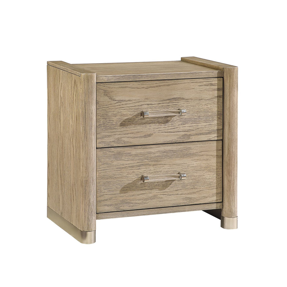 English Elm Sarai Brown Nightstand with Spacious Drawers, Solid Wood + MDF, Acrylic Handles & Metal Detail B201P391235