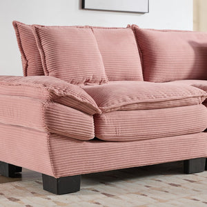 English Elm Corduroy Modern Sofa Sleeper Loveseat with Double-Layer Cushions, Two Pillows, Sturdy Frame 84" Pink W676P227339