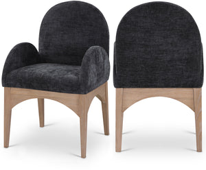 Waldorf Black Chenille Fabric Dining Chair 377Black-AC Meridian Furniture