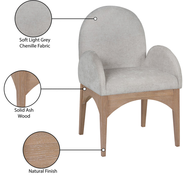 Waldorf Grey Chenille Fabric Dining Chair 377Grey-AC Meridian Furniture