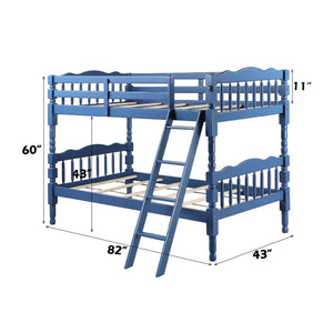 English Elm Homestead Twin/Twin Bunk Bed with Convertible Stacked or Separate Design, Solid Slat System, 330lb Capacity Dark Blue 80 L x 12 W x 5 H B2726S00345