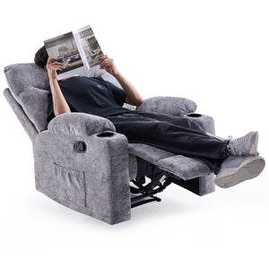 English Elm Oversized Recliner chair with ergonomic support, swivel rocker, quick 5-min assembly for adults comfort Stone Gray T3623P408754