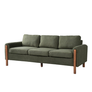 English Elm Christopher Knight Home® - 83.86" 3-Seater Sofa in Teddy Velvet with Curved Armrests & Solid Wood Legs, Plush Durable Comfort Green N765P331021N
