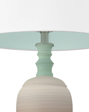 Currey & Company Happy 80's Retro Table Lamp With Earthy Brown & Pale Blue Striations, Unique Design & Crystal Finial Brown Porcelain ,Optic Crystal 6000-1024-currey-company