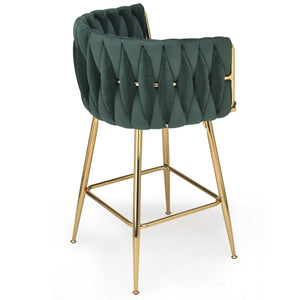 English Elm Counter Height Stools Set of 2 Mid-century Metal Legs Ergonomic Kitchen Island Seating Green T3623P430902
