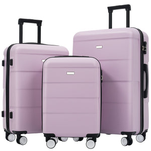 English Elm Hardshell 3 Piece Luggage Set Abs Spinner Suitcase with Tsa Lock Telescoping Handle Pink Purple N732P308497I