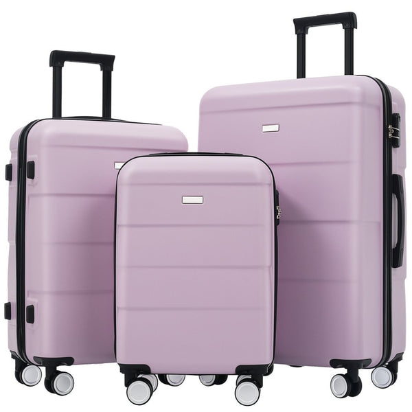 English Elm Hardshell 3 Piece Luggage Set Abs Spinner Suitcase with Tsa Lock Telescoping Handle Pink Purple N732P308497I