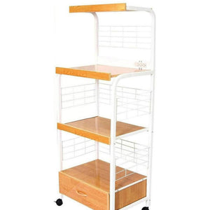 English Elm 59.5" 3-Tier Microwave Kitchen Cart with Drawer & Outlet, Mobile Storage Shelves, 70 lb Capacity B072P222424