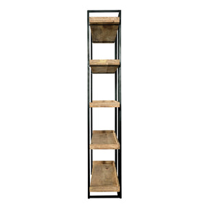 English Elm 68 Industrial 5-Tier Mango Wood & Iron Bookshelf, 75" Tall Open Bookcase for Home Office Decor B2741P320767