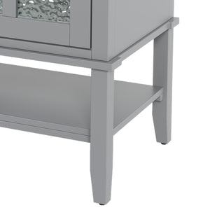 English Elm Christopher Knight Home® - 36" Bathroom Vanity with Ceramic Sink, Solid Wood Legs, Waterproof Finish, Soft-Close Hinges, Open Shelf, Silver Knobs Gray N817P286249G