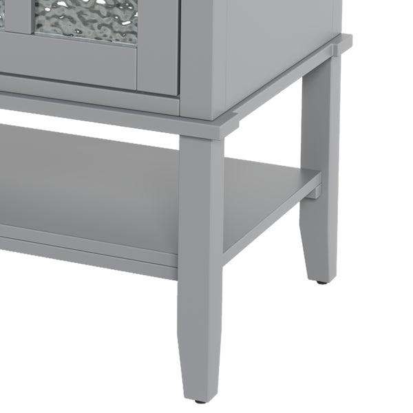 English Elm Christopher Knight Home® - 36" Bathroom Vanity with Ceramic Sink, Solid Wood Legs, Waterproof Finish, Soft-Close Hinges, Open Shelf, Silver Knobs Gray N817P286249G