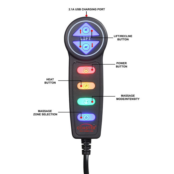English Elm Parker Plush Charcoal Power Lift Massage Recliner with Heat, USB Remote, Gel Memory, Storage Pockets B062P333410