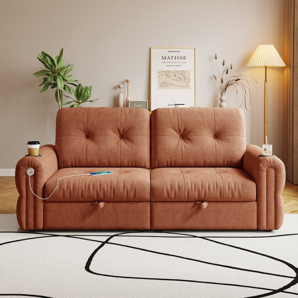 English Elm It Chenille Convertible Sofa Bed with Steel Frame Fits Studios and Spare Rooms W3820S00033