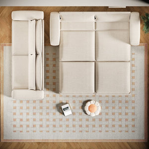 English Elm 93" King Size Sleeper Sofa Bed - 3-In-1 Convertible Sofa With Chaise & Lumbar Pillows In Beige/White W1885S00235