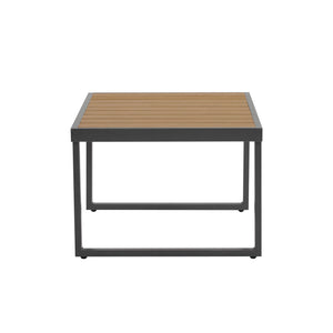 English Elm Christopher Knight Home® - 4-Pieces Outdoor Metal Patio Furniture Set with Deep-Seat Cushions, Teslin Rope, Wood-Look Tabletop, Rust-Resistant Frame Natural+Grey N780P2540723G