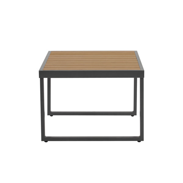 English Elm Christopher Knight Home® - 4-Pieces Outdoor Metal Patio Furniture Set with Deep-Seat Cushions, Teslin Rope, Wood-Look Tabletop, Rust-Resistant Frame Natural+Grey N780P2540723G