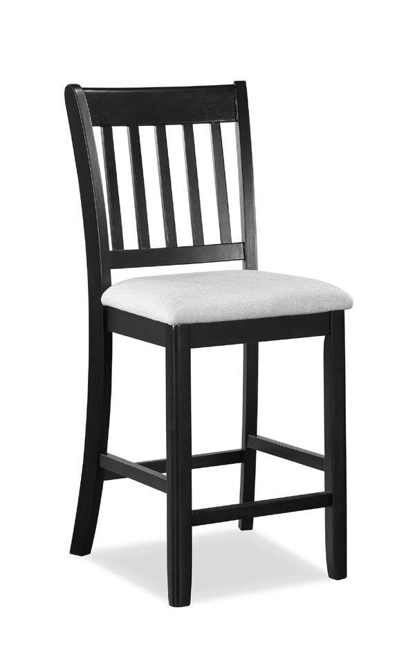 English Elm 5 Counter Height Square Dining Set with Upholstered High Chairs, Two-Tone Wood Top & Black Base, Modern Rustic Appeal B011P243274