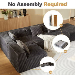 English Elm Modular Sectional Sofa - L-Shape Cloud Couch With Plush Corduroy, Memory Foam Comfort, Easy Setup W3434S00004