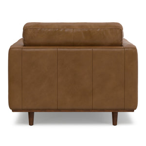 English Elm Morrison 42" Mid-Century Modern Arm Chair In Caramel Brown Leather - Stylish, Durable Comfort For Any Space B136P364315