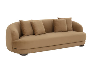 Sunpan VALENTINA Sofa - Plush Kona Camel Upholstered Curved Seating for Modern Living Rooms & Lounges 112346