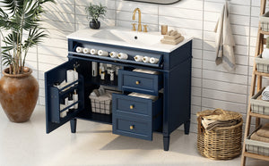 English Elm 36'' Modern Bathroom Vanity With Storage, Elegant Single Sink Design, 2 Drawers & Tip-Out Drawer N710S136004C