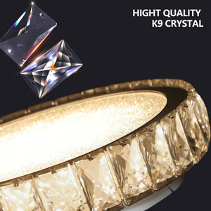 English Elm Crystal LED Ceiling Light 19.7" Flush Mount 45W Dimmable Crystal Fixture Luxury Energy-Saving Elegance W1340P189397