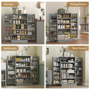 English Elm Nordic Rattan Door Buffet Cabinet with Adjustable Shelf and Golden Hardware for Dining T3971P427754