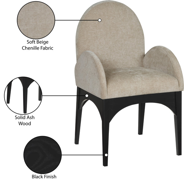Waldorf Beige Chenille Fabric Dining Chair 378Beige-AC Meridian Furniture