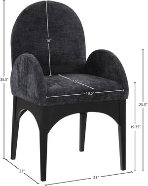 Waldorf Black Chenille Fabric Dining Chair 378Black-AC Meridian Furniture