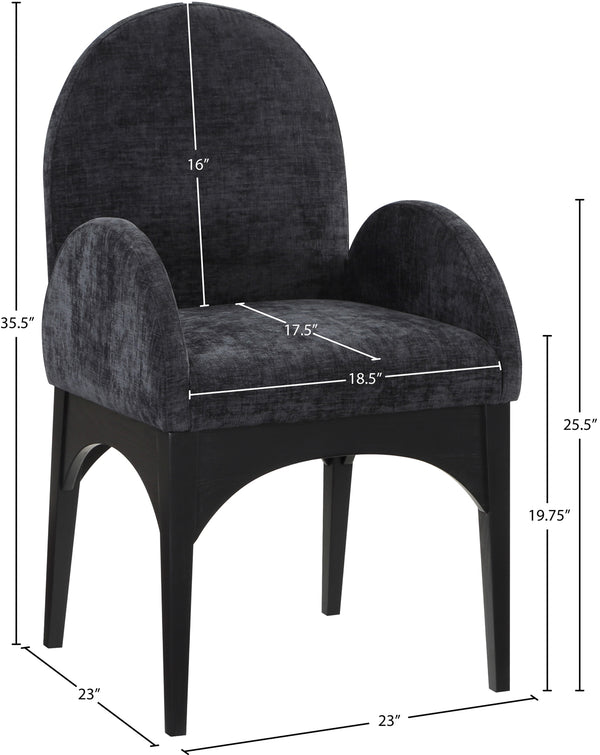 Waldorf Black Chenille Fabric Dining Chair 378Black-AC Meridian Furniture