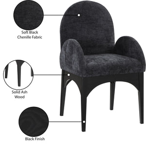 Waldorf Black Chenille Fabric Dining Chair 378Black-AC Meridian Furniture