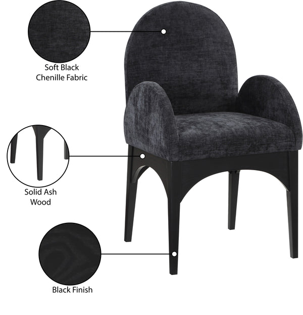 Waldorf Black Chenille Fabric Dining Chair 378Black-AC Meridian Furniture