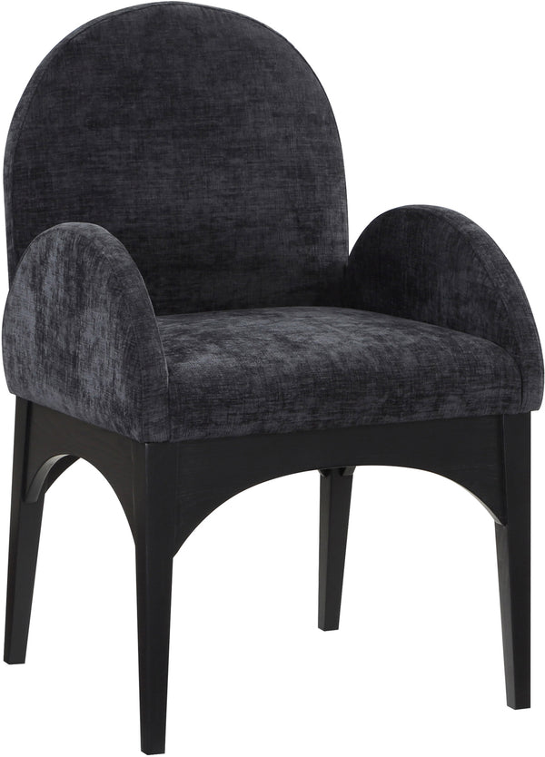 Waldorf Black Chenille Fabric Dining Chair 378Black-AC Meridian Furniture