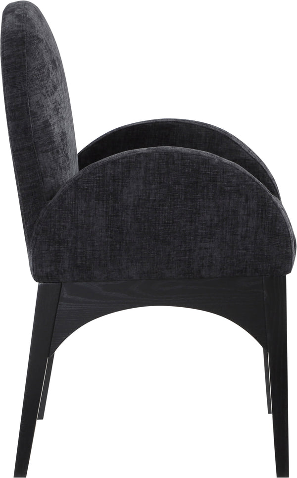 Waldorf Black Chenille Fabric Dining Chair 378Black-AC Meridian Furniture