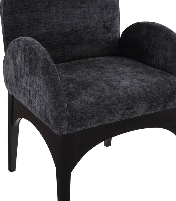 Waldorf Black Chenille Fabric Dining Chair 378Black-AC Meridian Furniture
