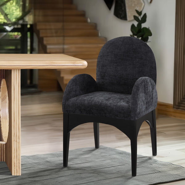 Waldorf Black Chenille Fabric Dining Chair 378Black-AC Meridian Furniture