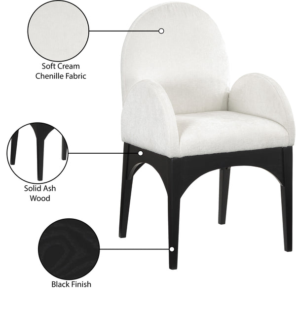 Waldorf Cream Chenille Fabric Dining Chair 378Cream-AC Meridian Furniture