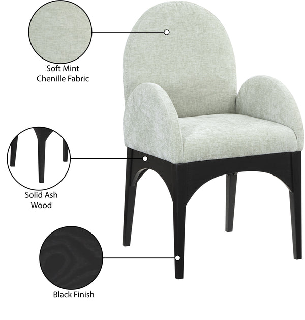 Waldorf Mint Chenille Fabric Dining Chair 378Mint-AC Meridian Furniture