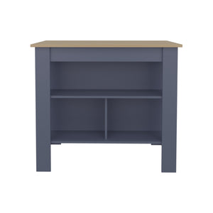 English Elm Kitchen island with 3 open shelves 35.4" H — modern white and black wengue finish, compact storage solution Natural+ Blue 45.28 L x 32.28 W x 4.33 H B097P395892