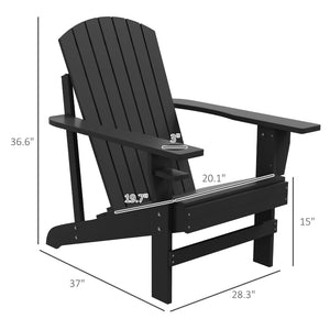 English Elm Outsunny Wooden Adirondack Chair - Classic Outdoor Lounge With Cup Holder, Weather Resistant & Easy Assembly W2225P174066-GIGA