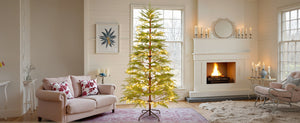 English Elm 6 ft Artificial Christmas Tree with 300 Warm LED Lights, 612 Tips, Hinged PE Branches & Metal Stand N710P181792S
