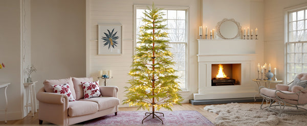 English Elm 6 ft Artificial Christmas Tree with 300 Warm LED Lights, 612 Tips, Hinged PE Branches & Metal Stand N710P181792S