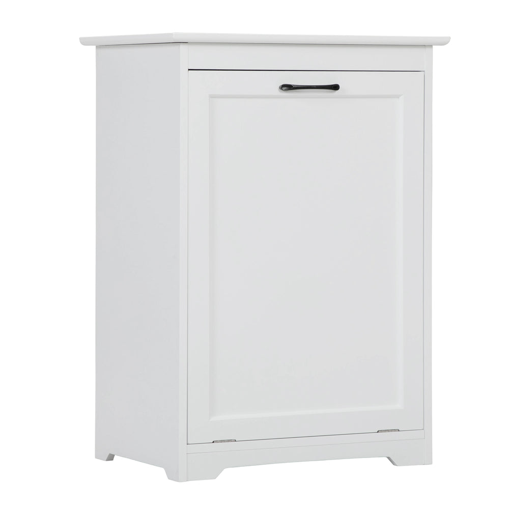 English Elm Trash Cabinet with Adjustable Tilt, White MDF 13-Gallon Hidden Garbage Bin Holder for Home (30.7"H) W2181P357598