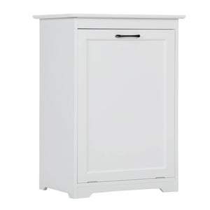 English Elm Trash Cabinet with Adjustable Tilt, White MDF 13-Gallon Hidden Garbage Bin Holder for Home (30.7"H) W2181P357598