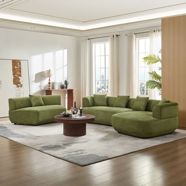 English Elm 155.91 Inch Modular Curved Sectional Sage Green Quilted Polyester Sofa for Living Room W2582S00197