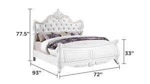 English Elm Opulence 4-Piece Queen Bedroom Set In Pearl White - Modern Elegance With Timeless Storage Solutions B009S01368-GIGA