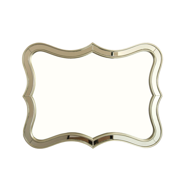 English Elm 24'' Fleuron Mirror Wave-Shape PU Frame Luxury Decorative Wall Mirror Golden or Silver Accent, Stylish W2615P346500