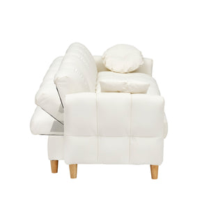 English Elm 86.61 Modern Teddy Fabric Sofa Bed with Storage, Solid Wood Frame, Gold Legs, 500lb Capacity Beige W1278S00070